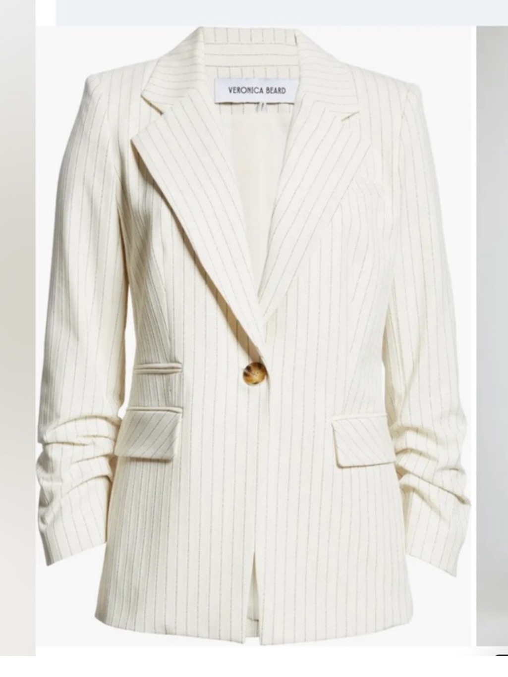 Veronica Beard Battista Cream Pinstripe Dickey Single-Button Blazer